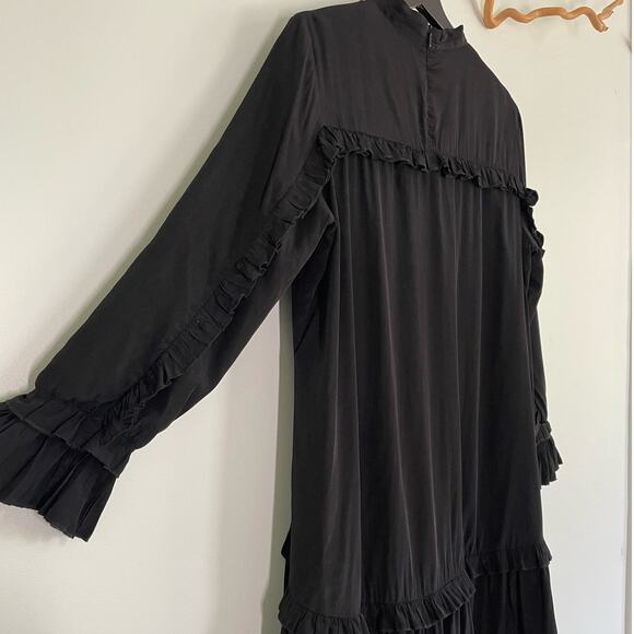 Harper Black Ruffle Tiered Midi Dress Size XL Romantic Goth - Picture 3 of 9
